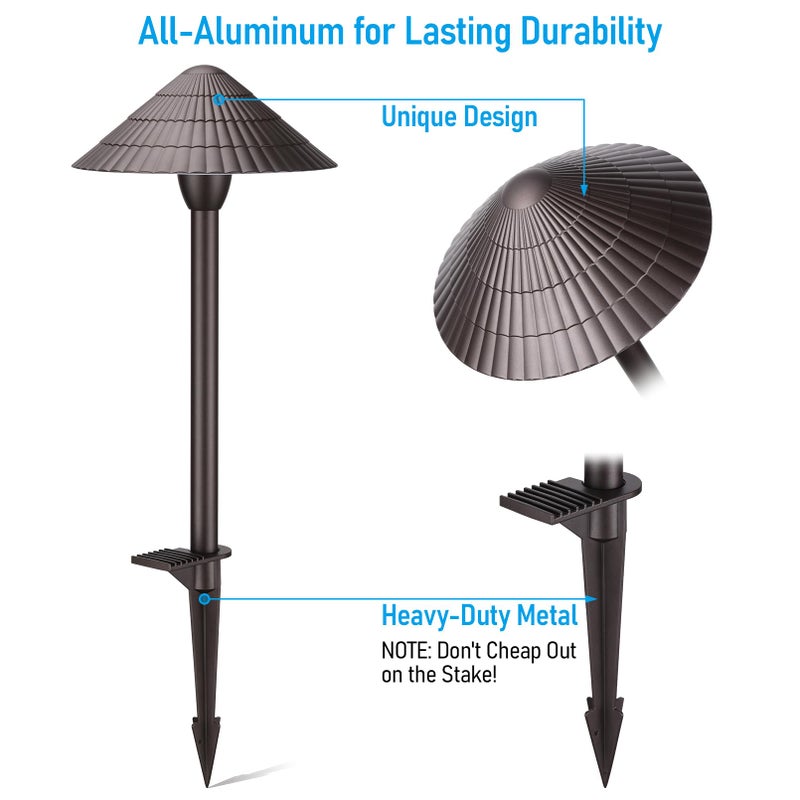 LEONLITE 5CCT Low Voltage Landscape Lights, 3W, 12-24V AC/DC, Pathway Lighting Wired, IP65 Waterproof Light for Yard Lawn, ETL Listed, Oil Rubbed Bronze Aluminum Housing, 1800K-5000K, Pack of 4 - Image 2